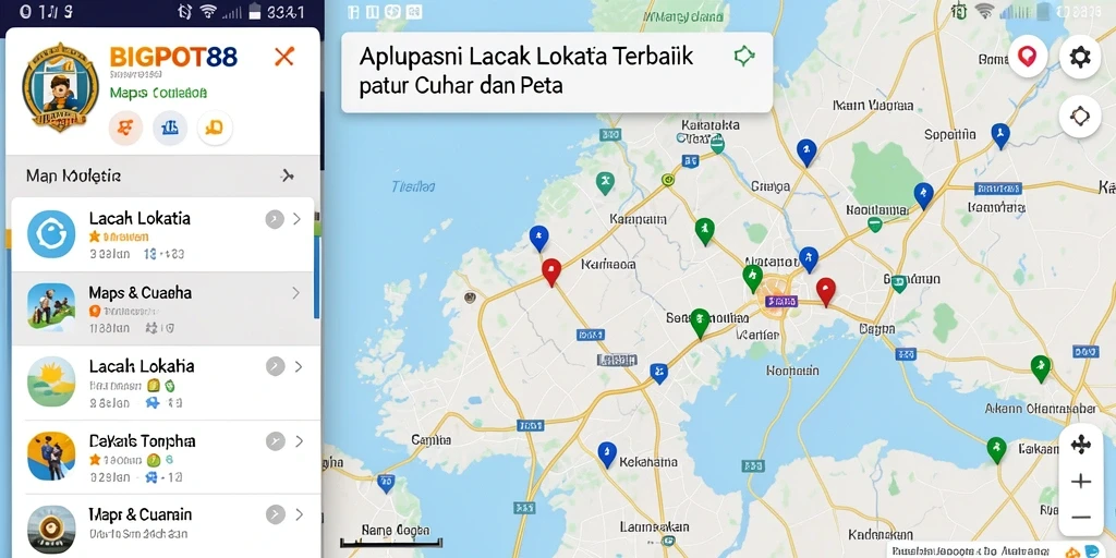Antarmuka utama BIGPOT88 dengan fitur pelacakan lokasi.