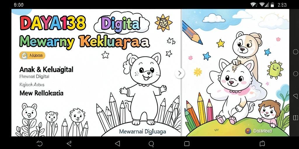 Antarmuka DAYA138 yang ceria dan ramah anak saat mewarnai gambar.