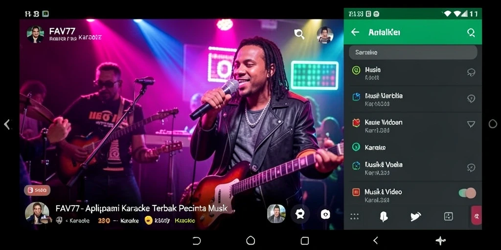 Tampilan antarmuka FAV77 yang menarik dan fungsional untuk pengalaman karaoke.