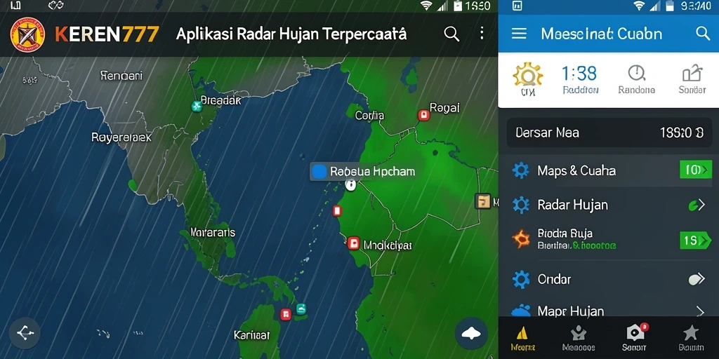 Tampilan antarmuka utama KEREN777 dengan fungsi Radar Hujan.
