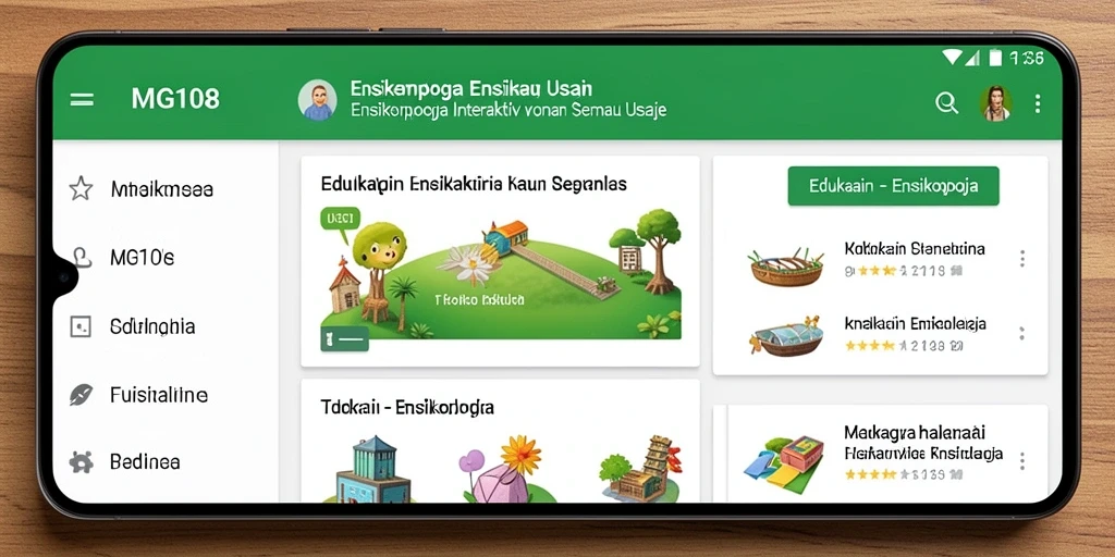 Antarmuka aplikasi MG108 yang menarik dan informatif.