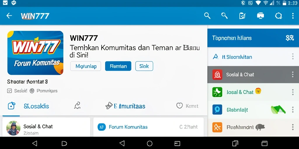 Tampilan antarmuka pengguna aplikasi Forum Komunitas WIN777.