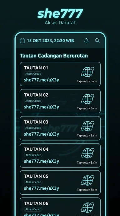 Tampilan link alternatif she777